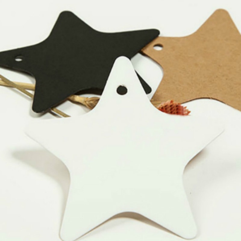 100pcs/lot Star Shape Kraft Paper Blank Hanging Tag DIY Gift Packaging Accessories