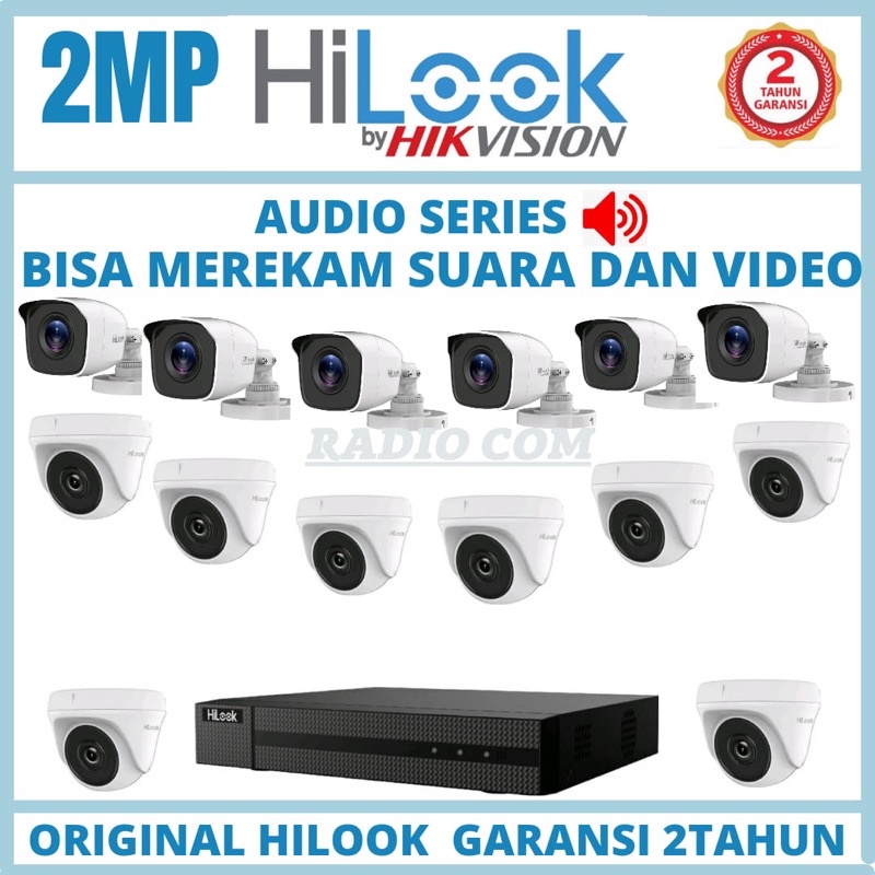 PAKET CCTV HILOOK 16 CHANNEL 14 KAMERA 2 MP AUDIO SERIES BISA MEREKAM SUARA DAN VIDEO