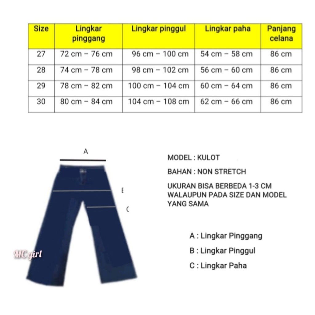 MC girl -  Kulot Jeans Rawis 7/9 Kancing 3 Wanita / Celana Jeans Kaki Lebar Rumbai Kancing Tiga 7/9