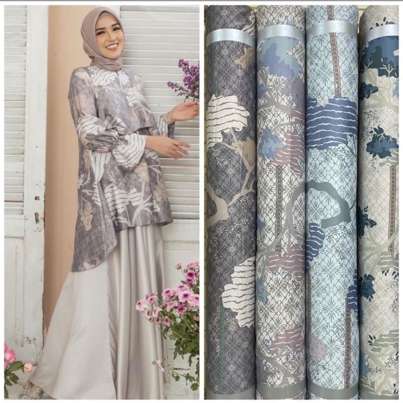 Kain Meteran Bahan D Silk Motif Melati Series looklike Wearingkalmby
