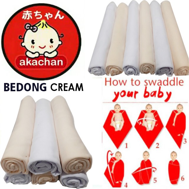 BASIC GIRL Akachan Baby Swaddle Bedong Kain Kaos Polos Pink abutua abumuda cream putih bdbg