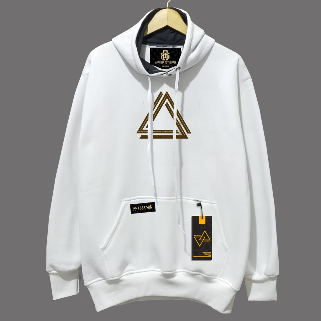 SWEATER HOODIE JUMBO XXL - XXX- BIG SIZE ANTARES ORIGINAL TRIANGLE WHITE