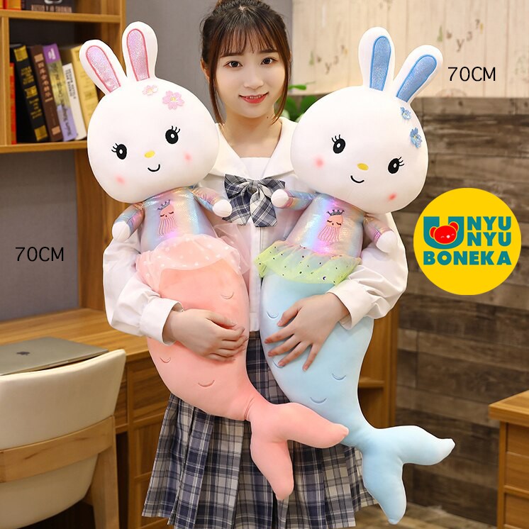 boneka Kelinci mermaid Big Besar 80cm rabbit kawai ikan mermaid ultah anak girl pretty girl elsa bts