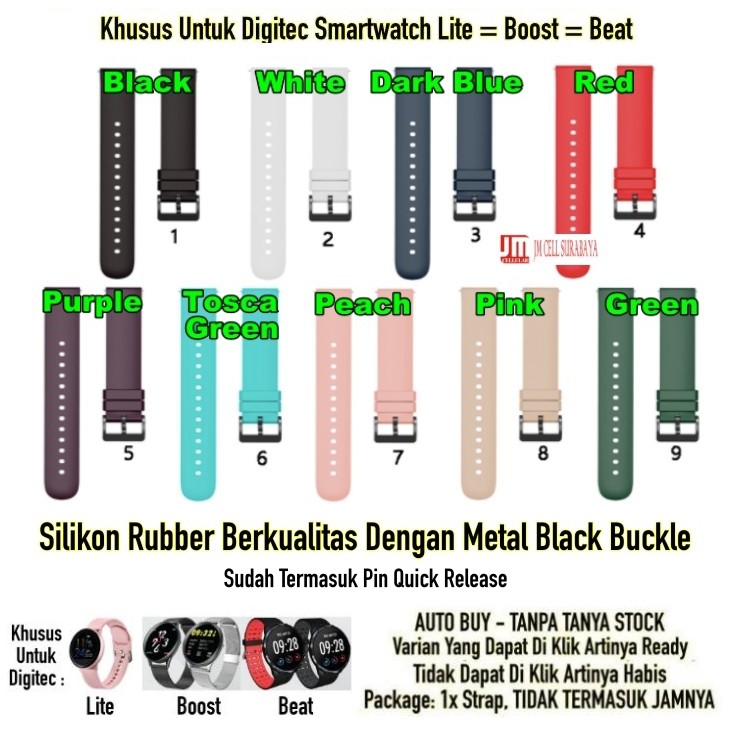 P20Q Watch Strap Digitec Smartwatch Lite / Boost / Beat - Tali jam 20mm Rubber Silikon