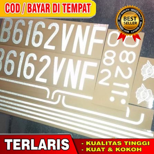 Sticker Huruf Angka Plat Nomor Motor Mobil Rapi Awet Tahan Lama