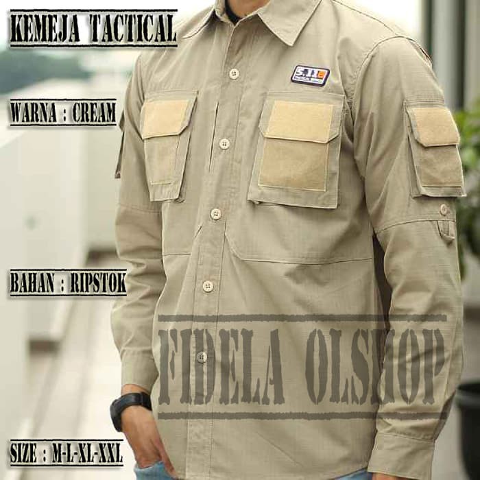 Kemeja Tactical Kemeja Taktikal Kemeja PDL Komando Kemeja Pria - Hitam XL PROMO