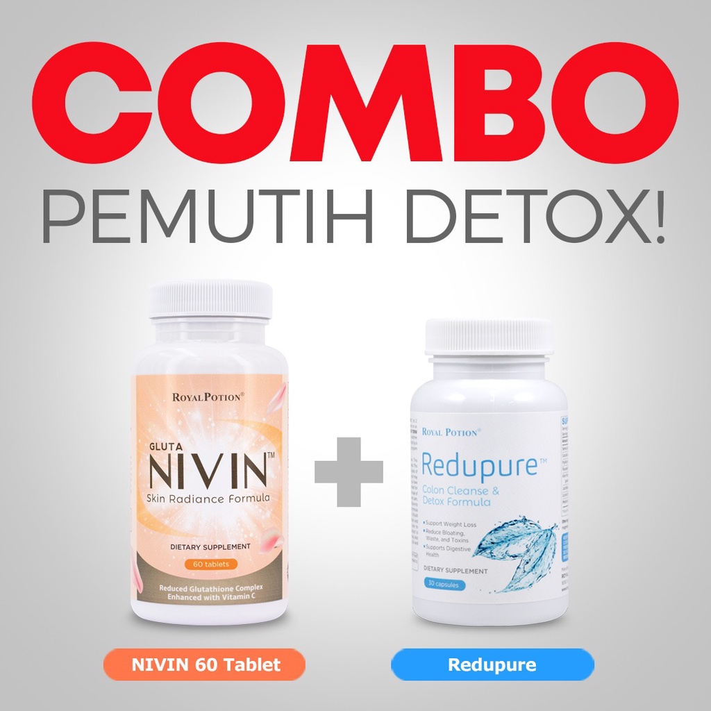 Combo PEMUTIH DETOX: GLUTA NIVIN 60 + REDUPURE