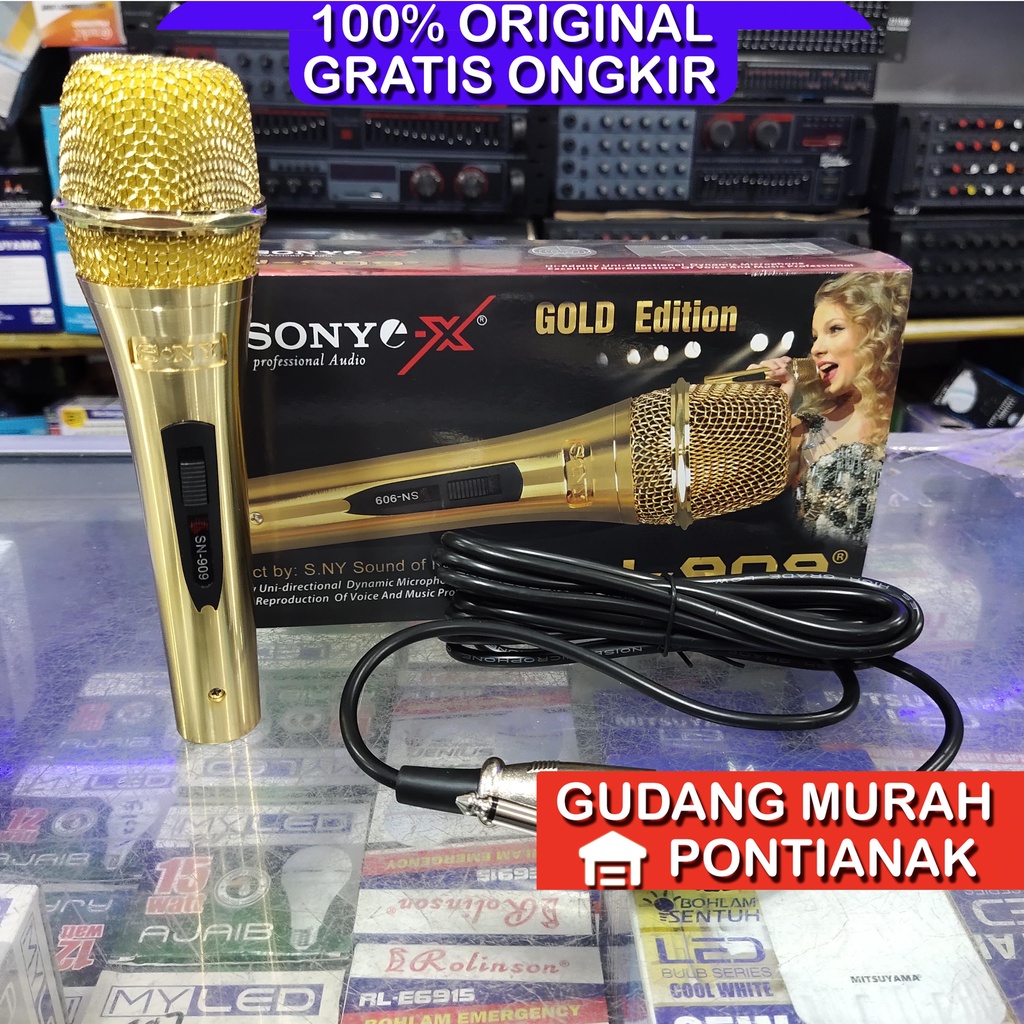 MIC SONY ORIGINAL ASLI SN 909 BODY GOLD EDITION MICROPHONE KABEL MIC KARAOKE