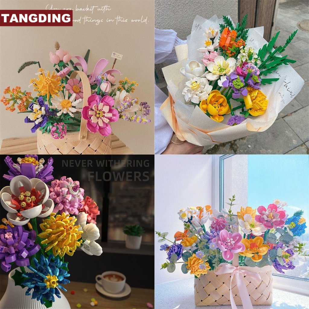 【COD Tangding】Buket Bunga Mawar Blok Bangunan Level Tinggi Untuk Hadiah Pacar Perempuan