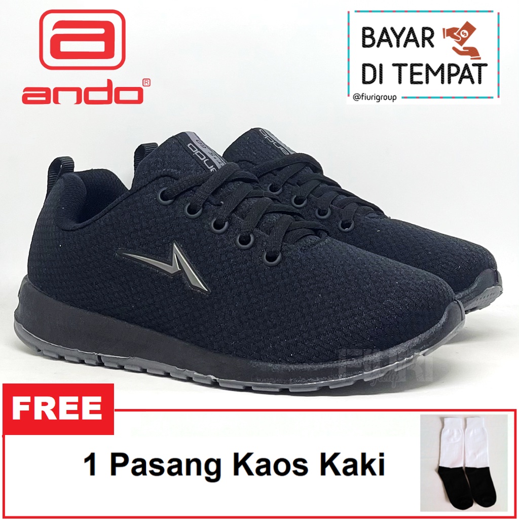 FIURI - Ando Original - SIP 37 FULL HITAM 37-40 - Sepatu Kets Wanita - Sepatu Sneakers Wanita - Sepatu Olahraga Sport Wanita - Sepatu Casual - Sepatu Jogging Lari Fitness Gym Senam Wanita - Sepatu Perempuan Cewek -Sepatu Sekolah Bertali SMP SMA