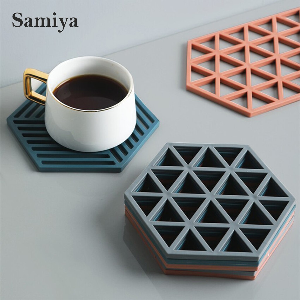 coaster cup glass hexagon / alas tatakan gelas cangkir piring mangkok / japanese table pad hexagonal