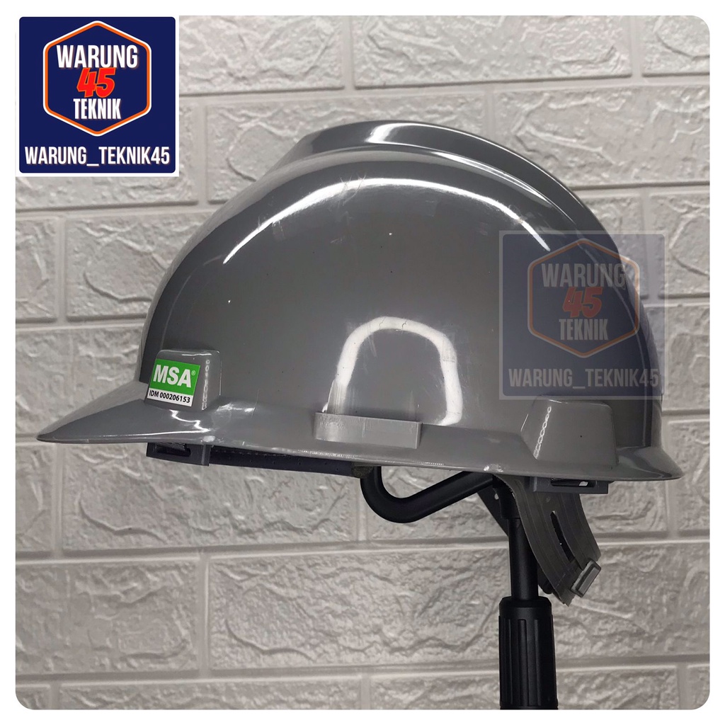 HELM PROYEK SAFETY V GUARD MERK MSA SNI LOKAL SUSPENSI STANDARD - ABU - ABU