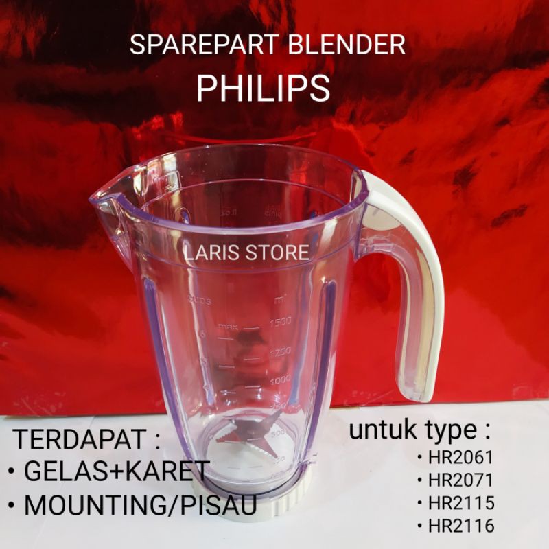 Blender Philips Gelas Jus/Bumbu + Mounting, HR 2061 2071 2115 2116