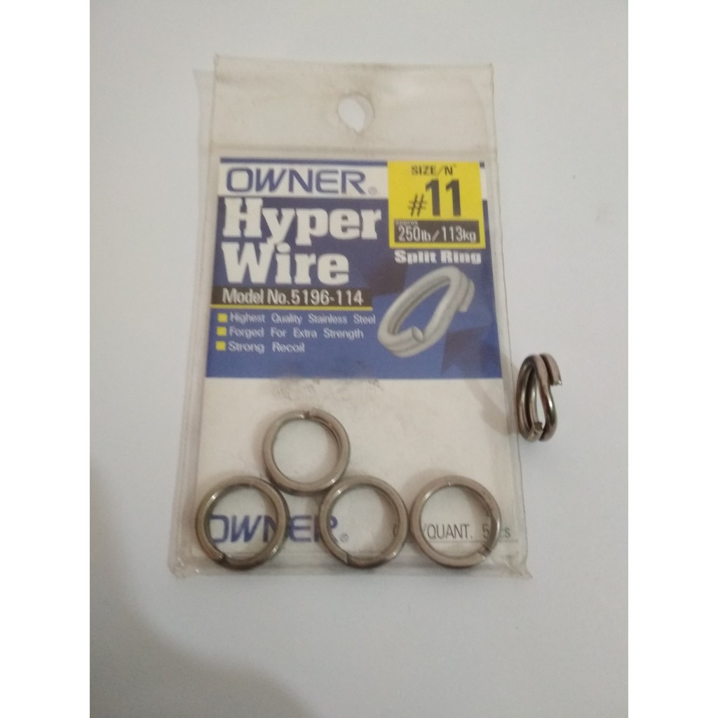 OWNER #11 HYPER WIRE SPLIT RING 250LB//113KG 5PCS