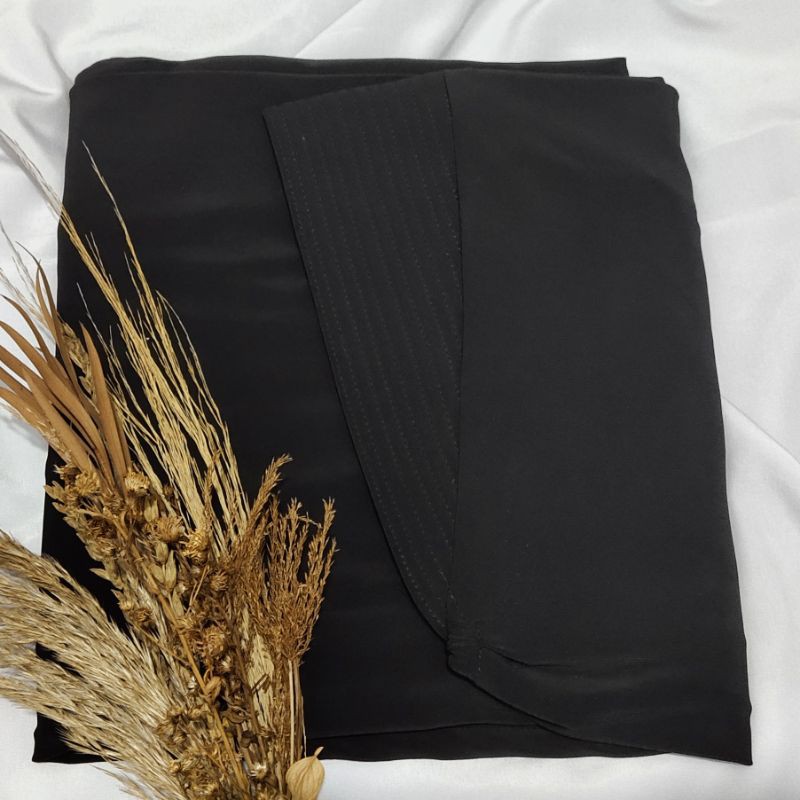 Jilbab Instan Jersey korea hijab jersey karet dagu By Miftah Collection Part 1-Hitam