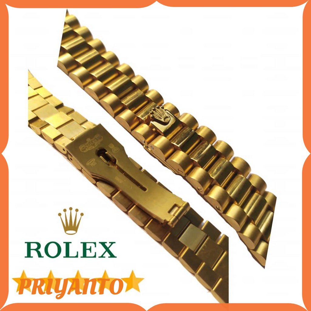 Tali Jam Tangan Rantai  Rolex Resident 20MM Gold Stainless Stell Premium logo