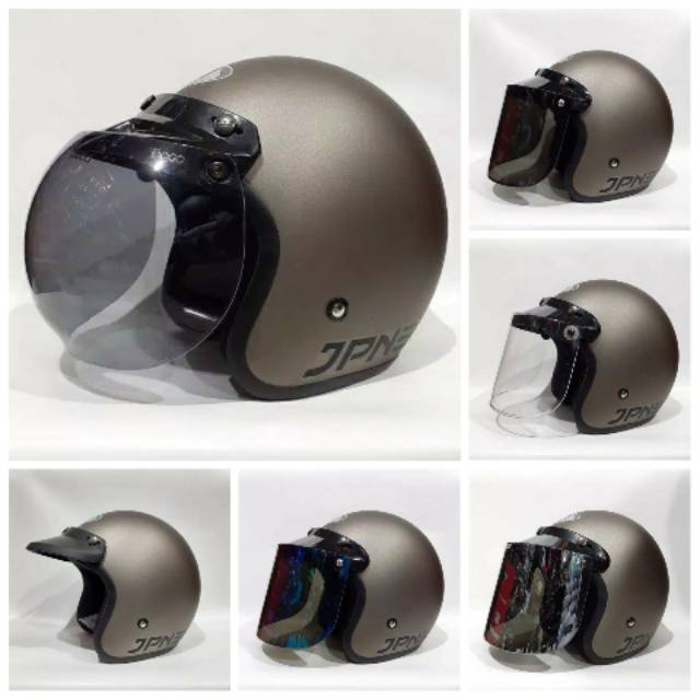 Helm Bogo Retro JPN ARC Granito doff kaca flat/cembung