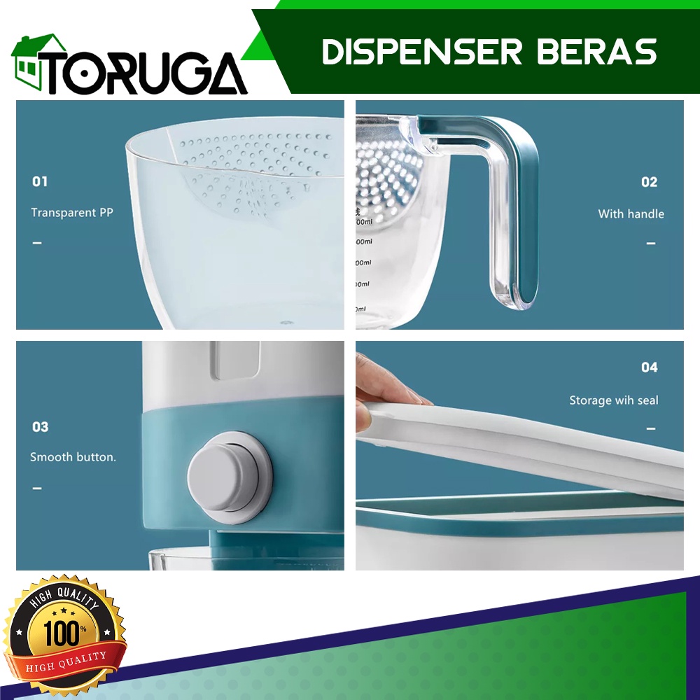 Dispenser Rice Box Tutup Bucket Wadah Penyimpanan Beras Kacang Praktis Bulat