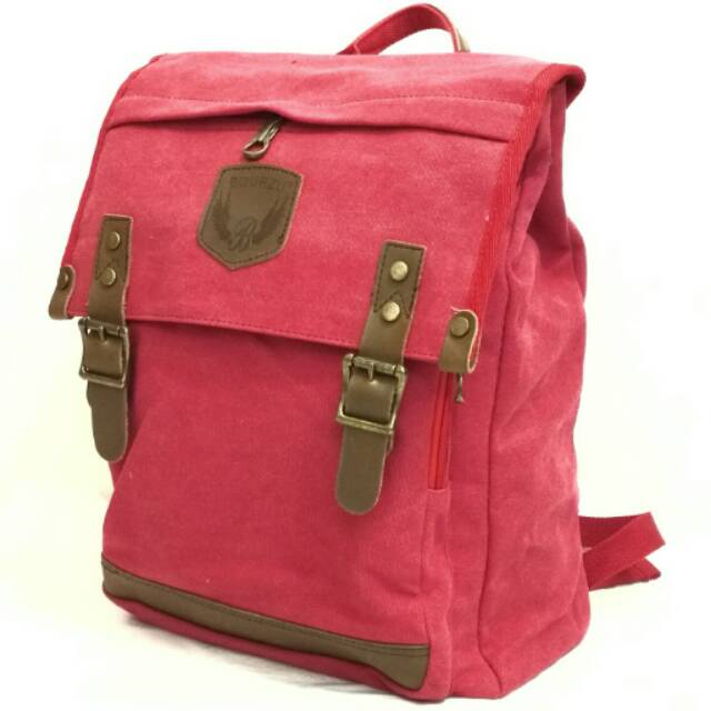 Tas Ransel Backpack Casual Kanvas Bourzu 921 - Pink Rose