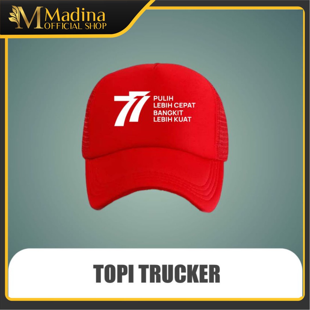 Topi Pria Wanita Trucker Original Kemerdekaan Indonesia  77 tahun