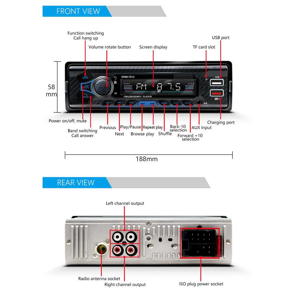 BQCC Tape Audio Mobil Voice Bluetooth MP3 Player USB Charge - SWM-7812