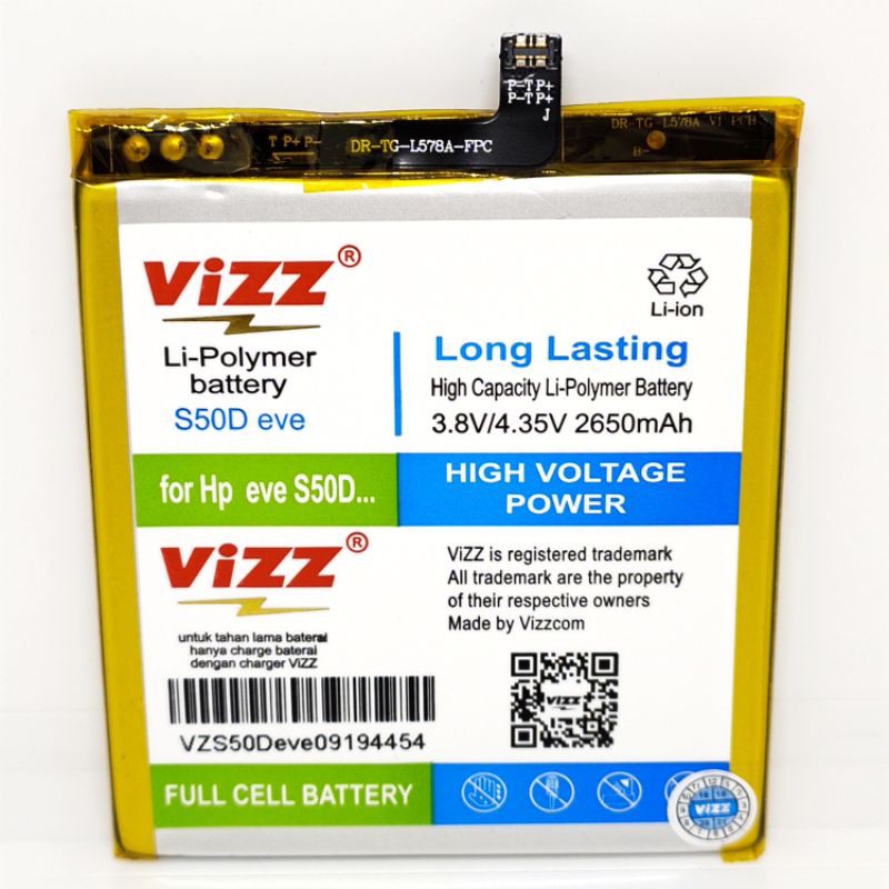 Baterai Batre Vizz Evercoss Cross S50D / Genpro X Original Vizz