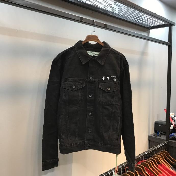 JAKET JEANS OFF WHITE ARROW GRADATION PRINT PK QUALITY OW-J02 DGF235145
