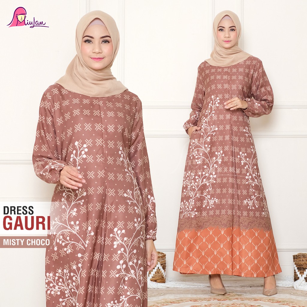 Pusat Busana Miulan Gauri Dress Muslimah Maxmara Premium Gamis Muslimah Cantik Elegan Busana Fashion