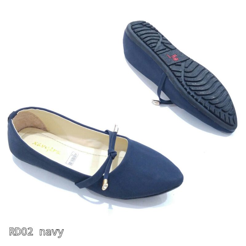 BIG SALE Borneo Sepatu Wanita Flat Flatshoes Bahan Sintetis  dengan Pita Kecil by Xavyera kode RD02