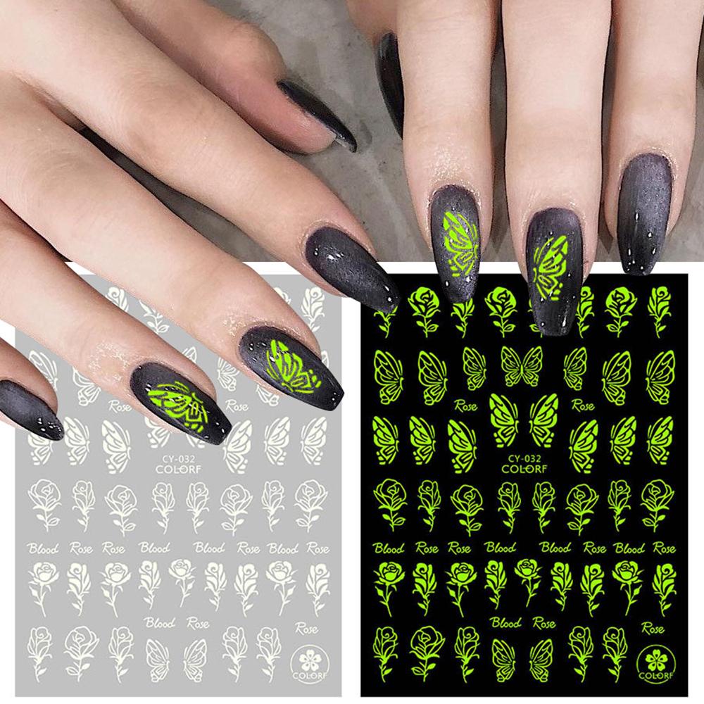 Mxbeauty Dekorasi Nail Art 3D Bintang Bulan Manicure Transfer Decals Flame Glow In The Dark