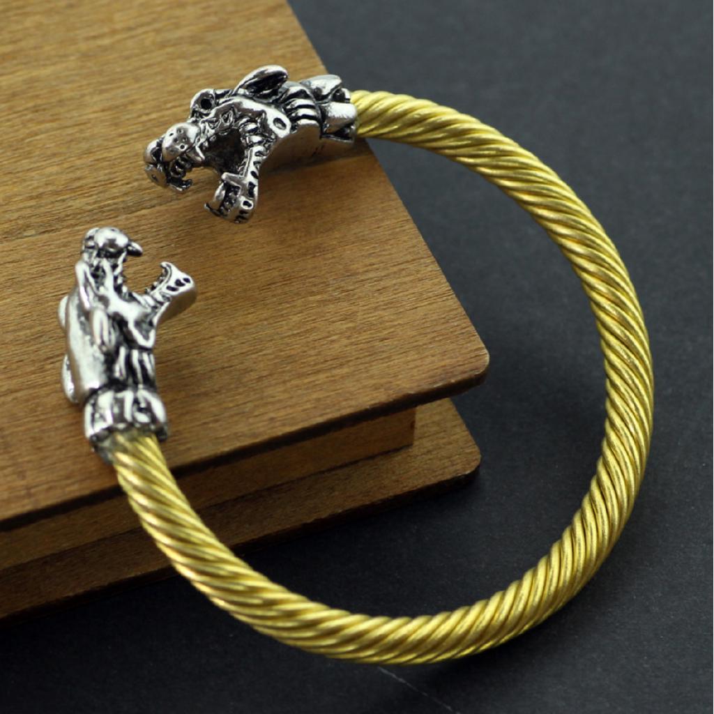 Gaya pria gelang  titanium motif kepala harimau Shopee  