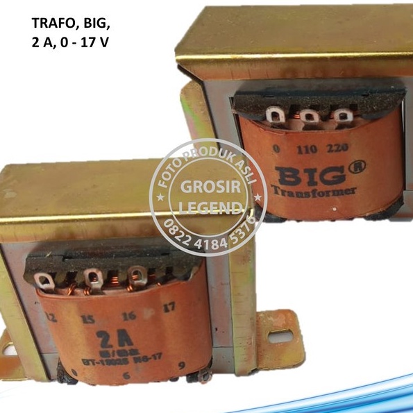 Trafo travo 2A ampere 0 - 17V non CT engkel Big murni tembaga