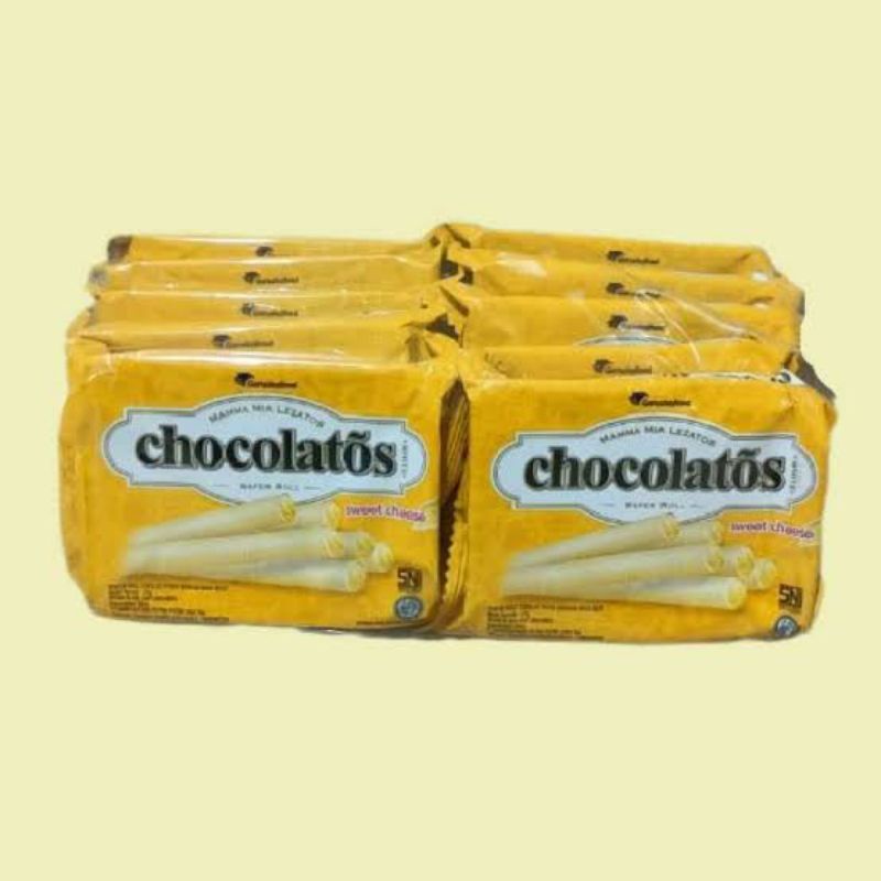 

CHOCOLATOS Wafer Roll Sweet Cheese Family Pack 27gr (Sebelumnya 30gr) (1 pack / 10 bks)