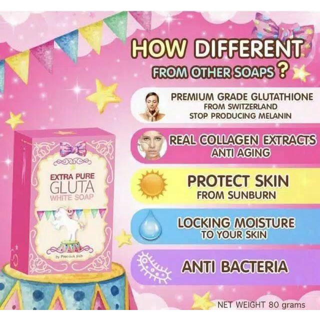 Precious Skin Extra Pure Gluta Whitening Body &amp; Face Soap / Sabun Pemutih / Sabun Instan Putih 80g