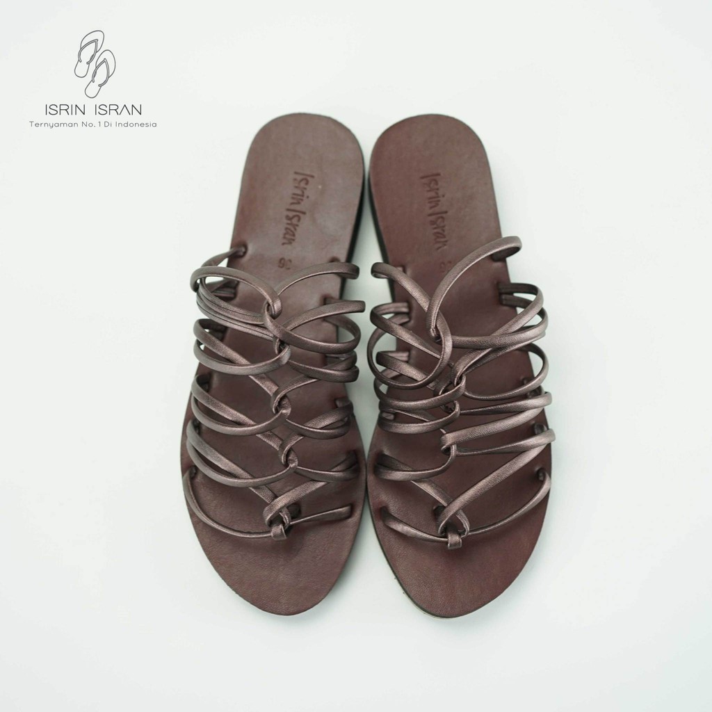 ( NECKLIE ) Sandal Wanita ISRIN ISRAN Lucu Murah-COKLAT TUA