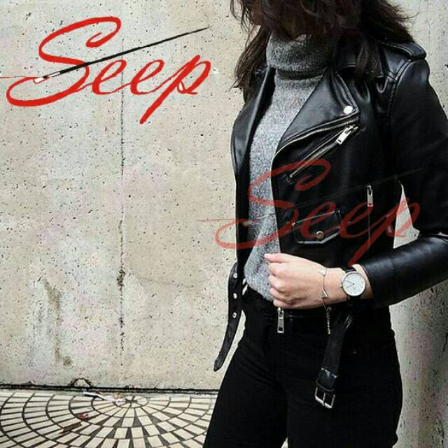 Jaket Kulit Wanita Ramones Changcuters Korea Blazer