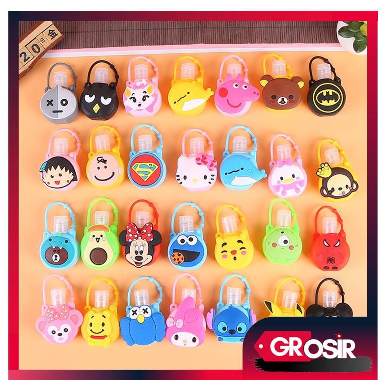 Grosir - B751 (30 ML)Botol HandSanitizer Bulat Kosong Cartoon/Holder With Empty Bottle/Gantungan Tas