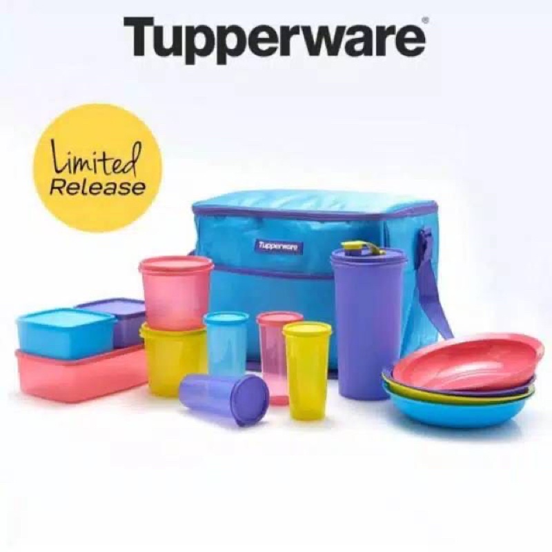 Tupperware familiy day out set paket tempat bekal makan free tas