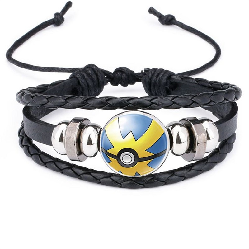 2022 Gelang Tangan Kulit Motif Anime Pokemon Ball Untuk Pria / Wanita / Anak