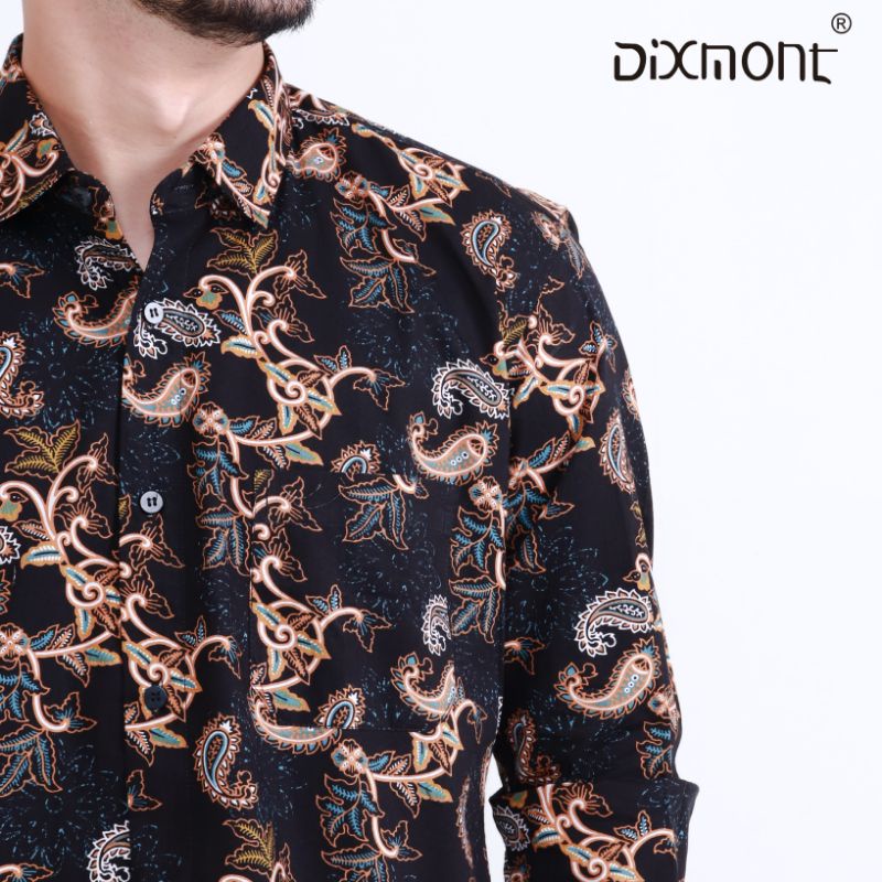 Dixmont Kemeja Pria Batik Panjang Hem BL03621