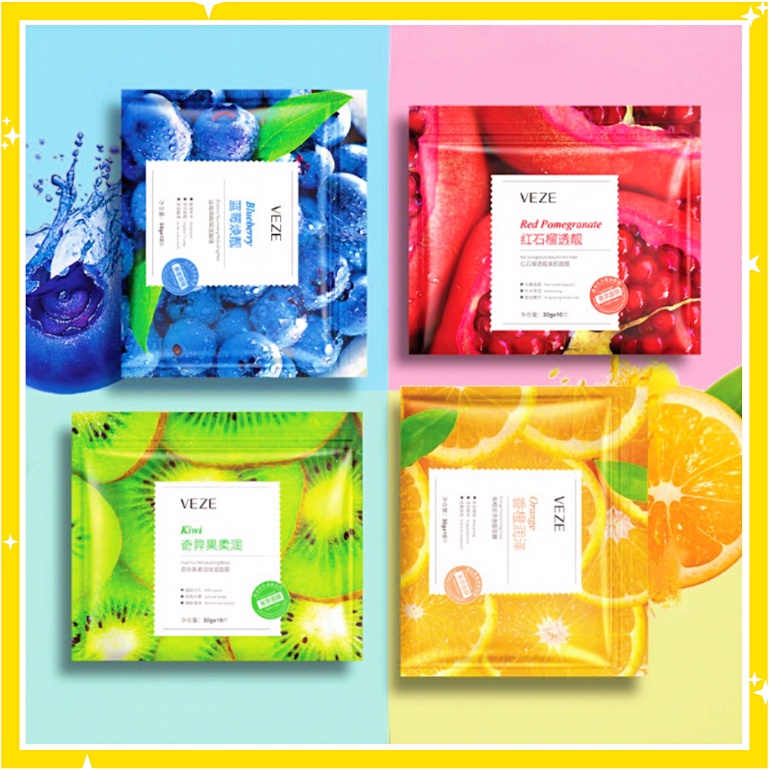 VEZE Natural Sheet Mask Fruit Mask Masker Wajah BQ037