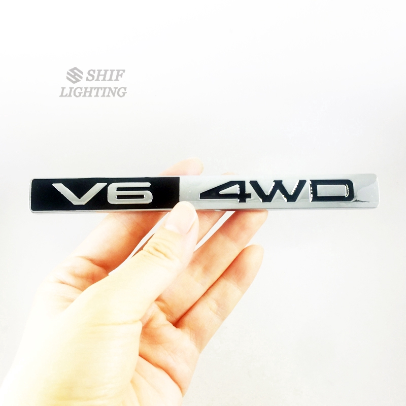 1Pc Stiker Emblem Logo V6 4WD Bahan Metal Untuk Mobil KIA HYUNDAI