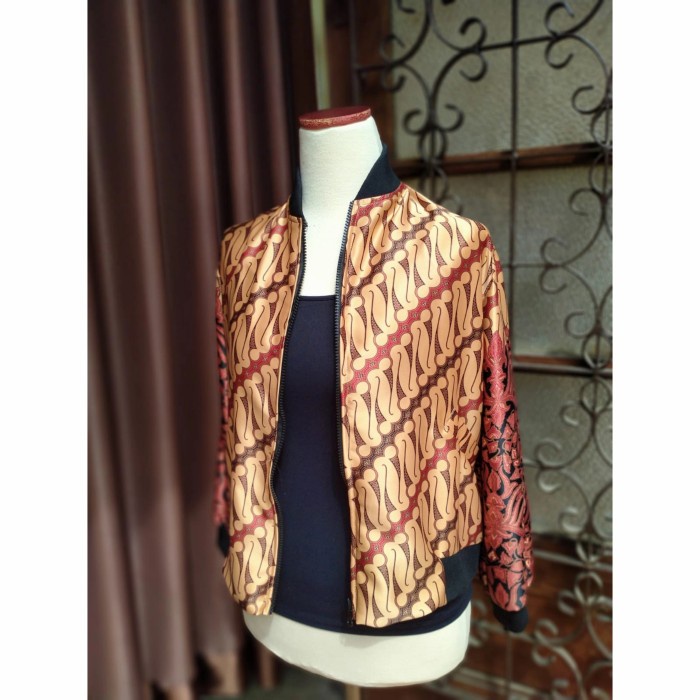 Jaket Wanita Jaket bomber wanita flower best seller mantel baju hangat outwear - Brown(F3L2) Jaket W
