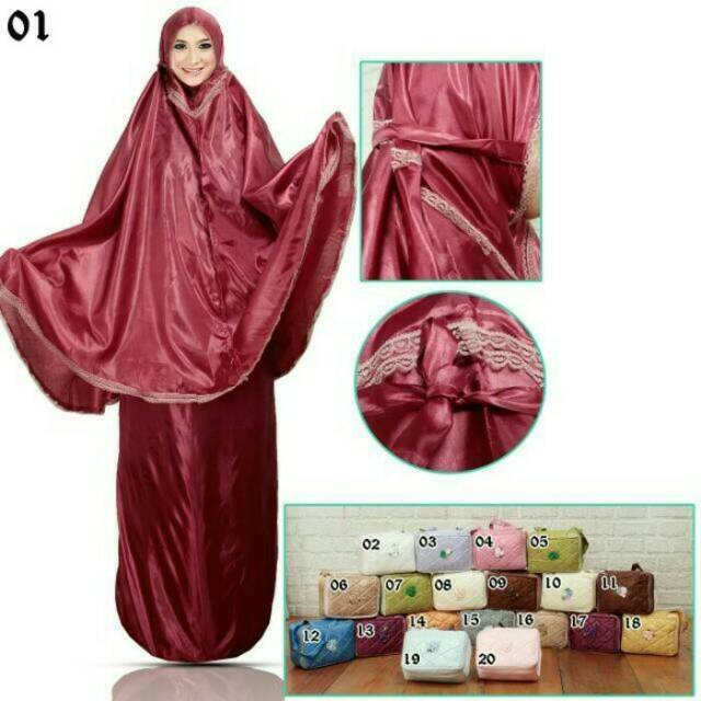 Mukena satin renda tas sajadah