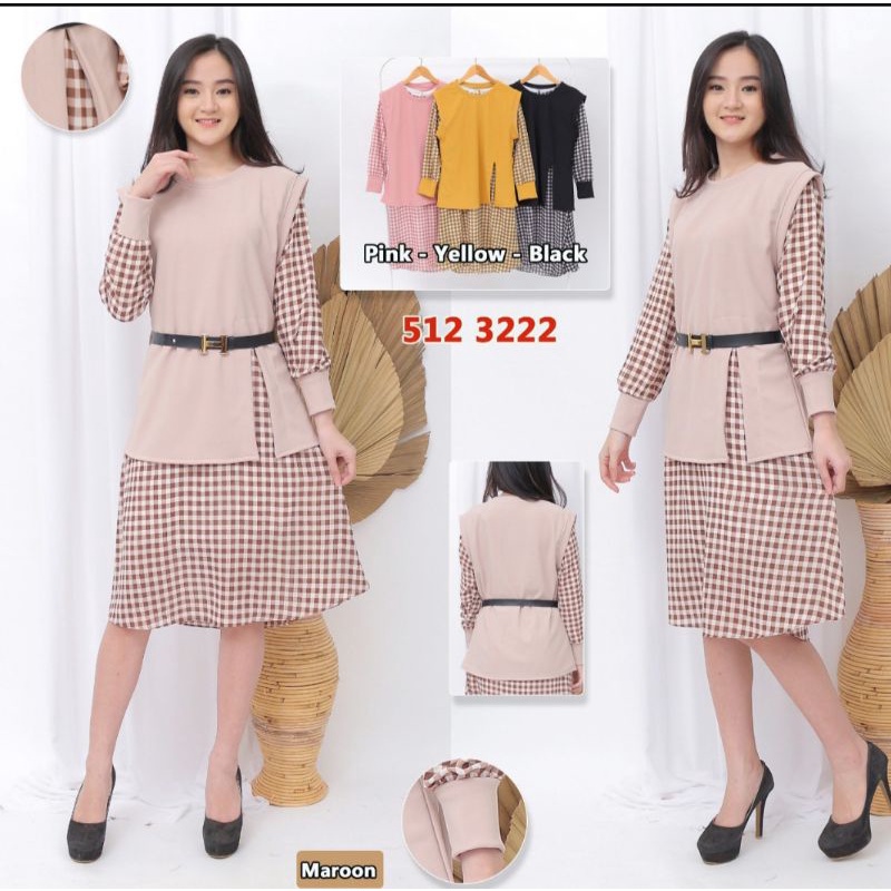 tunik rompi polkadot/ kancing pinggir