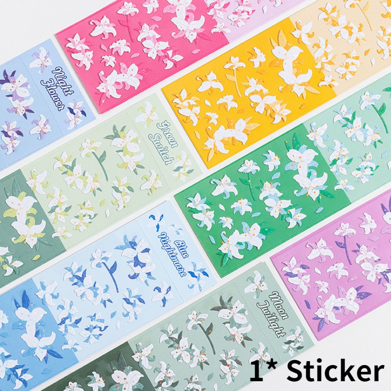 Lily Stiker Motif Tanaman Untuk Dekorasi Buku Catatan / Scrapbook DIY