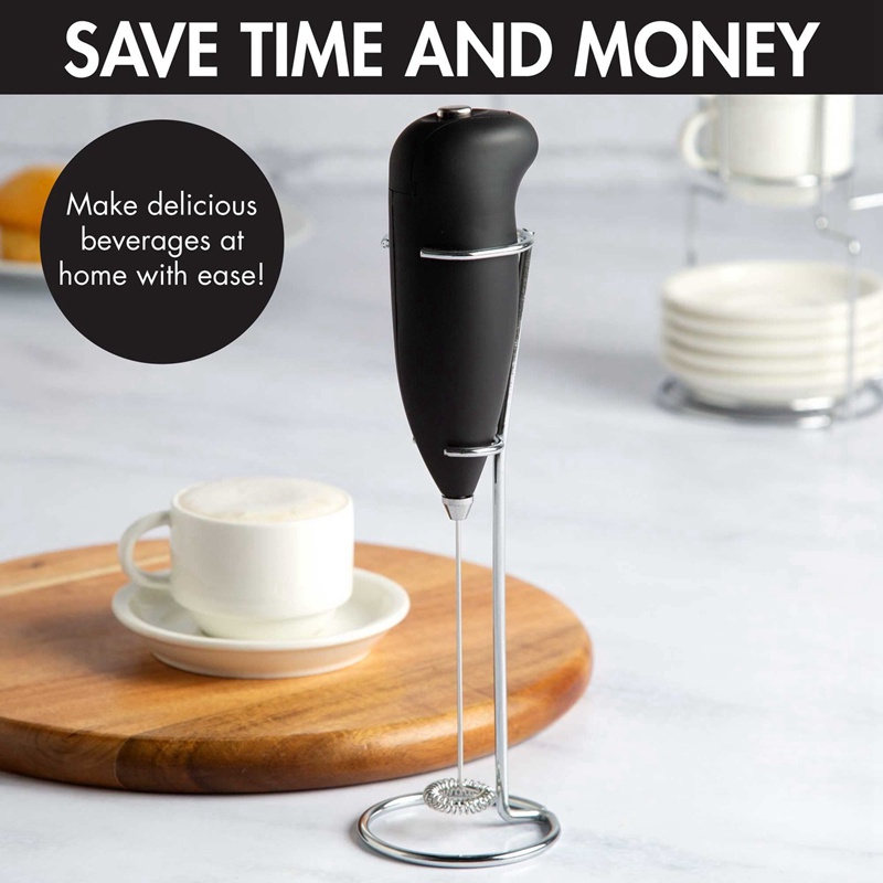 Milk Frother with Stand Handheld Whisk Drink Foamer Mini Blender Mixer for Coffee Frappe proof Matcha Espresso