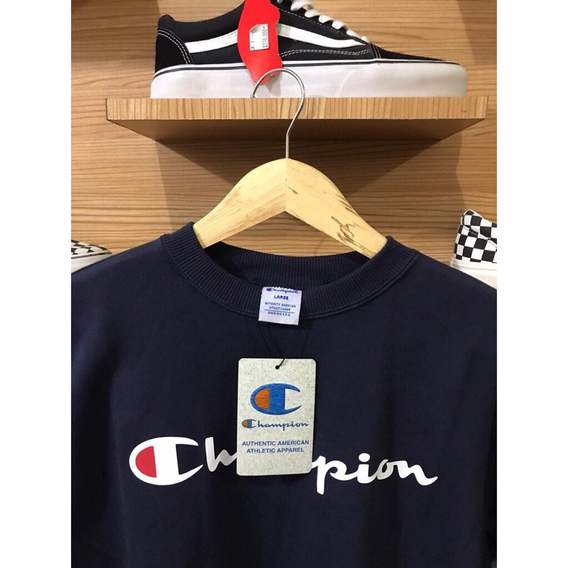 100% ORIGINAL CMT CREWNECK CHAMPION SCRIPT LOGO NAVY