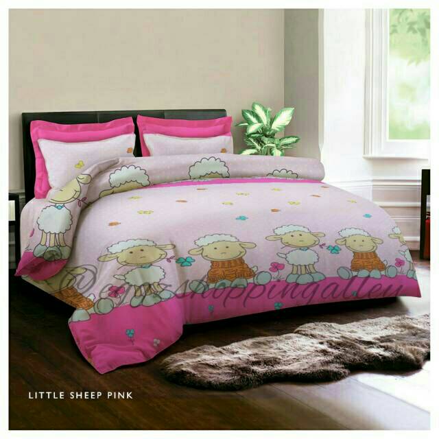 KING RABBIT Sprei Set 120 x 200 x 40 cm - Little Sheep Pink -