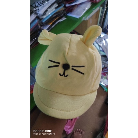 Topi Bayi/Topi Anak/Topi Apolo Bayi. Usia 0 - 2 Tahun-KUCING [YELLOW]
